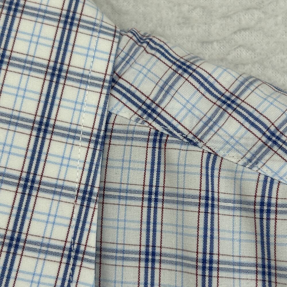 BROOKS BROTHERS Shirt Mens 16 32 REGENT Dress Plaid Non Iron Supima Cotton Blue